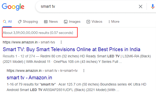 google short keyword search for smart tv