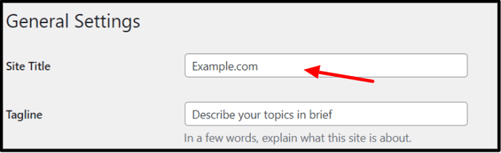 site title and tagline settings