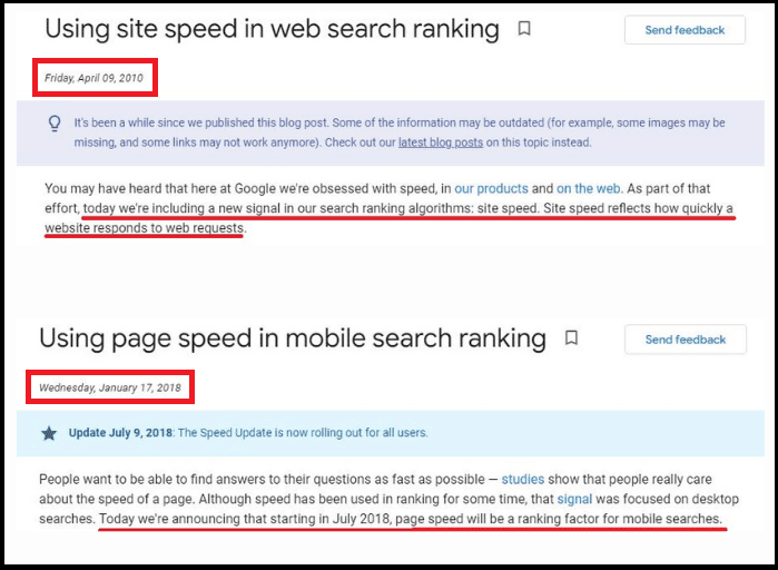 google updates on page speed as a ranking factor