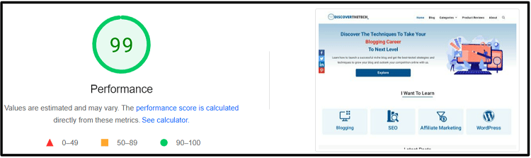 Speed Check in Google Page Speed Insights