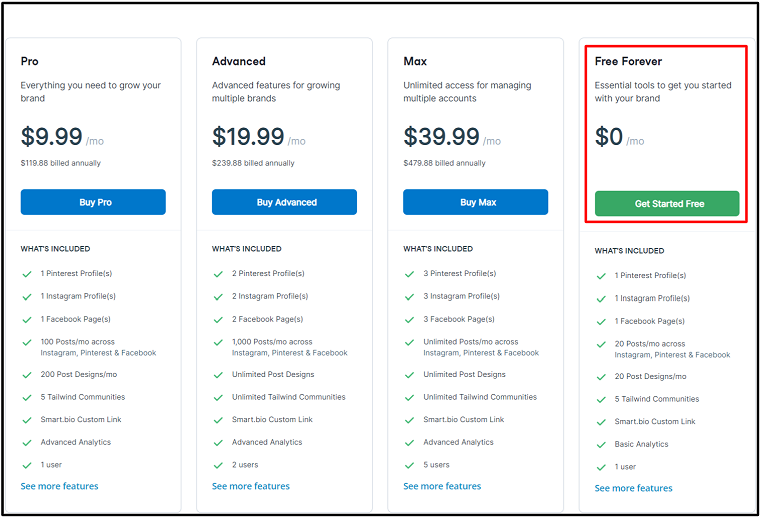 tailwind pricing plans