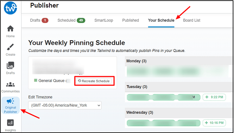 tailwind smart scheduling feature for Pinterest growth