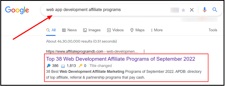 google search for affiliate programs