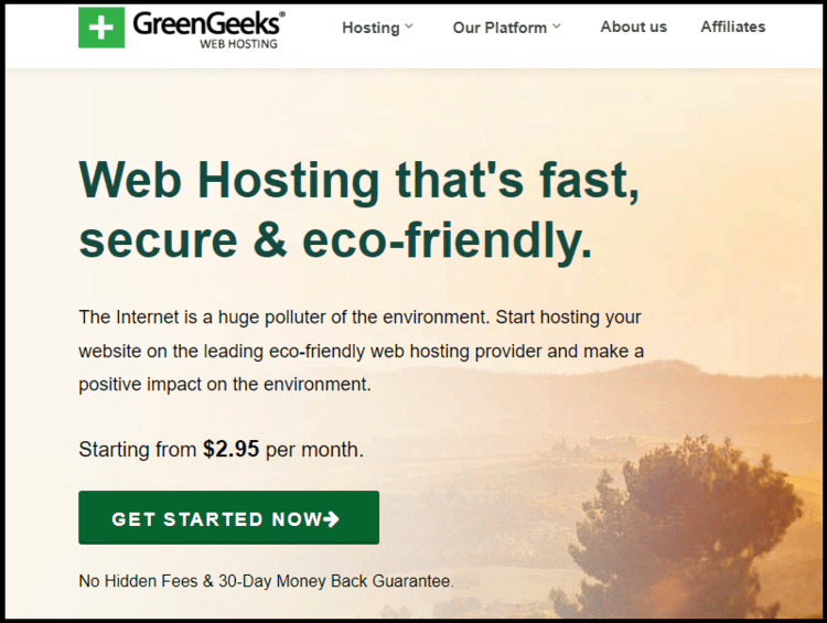 GreenGeeks page for best web hosting in India