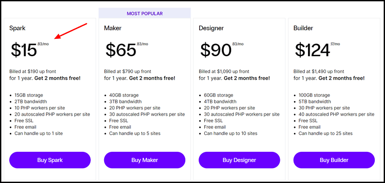 Nexcess web hosting pricing page