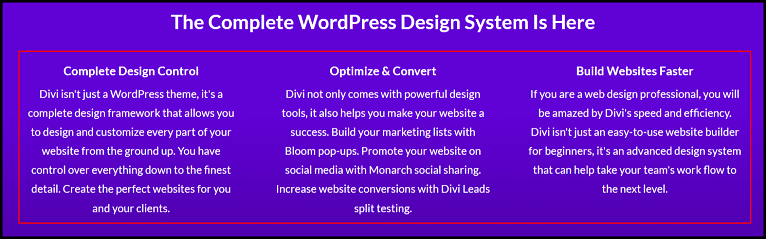 divi wordpress page builder features
