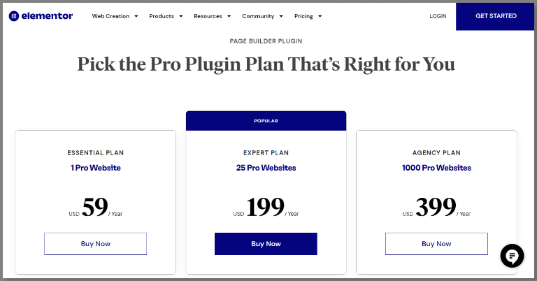 elementor wordpress plugin pricing