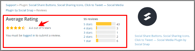 social snap wordpress plugin rating