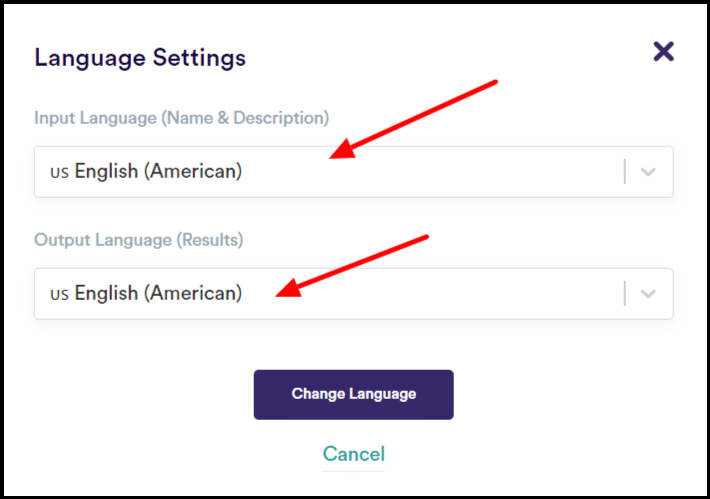 copy ai change language settings