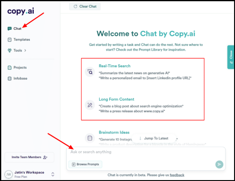 How to use chat by Copy Ai