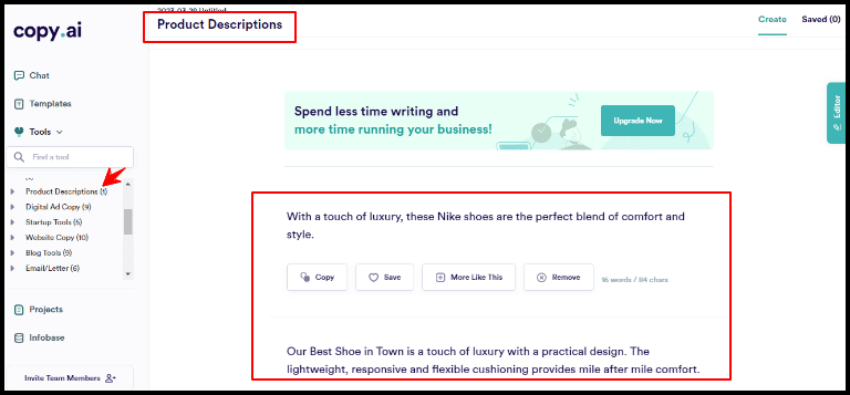 Product description writing for brands with Copy.ai