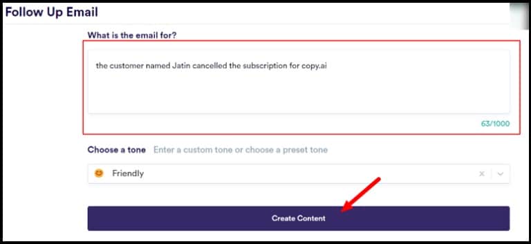 write follow up email suing Copy.ai