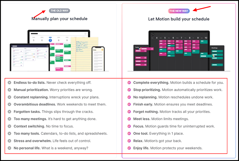 motion calendar for time management