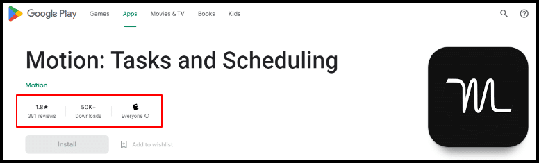 Motion app play store review