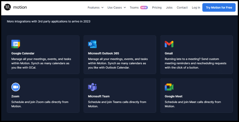 Motion app Integrations with third party apps